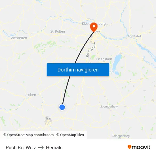 Puch Bei Weiz to Hernals map