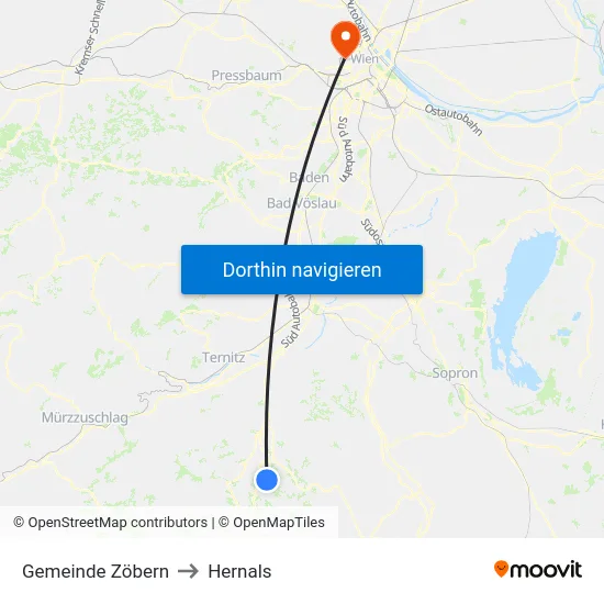 Gemeinde Zöbern to Hernals map
