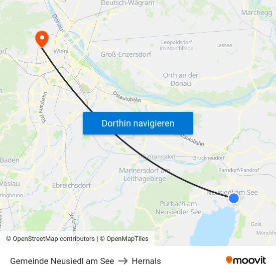 Gemeinde Neusiedl am See to Hernals map