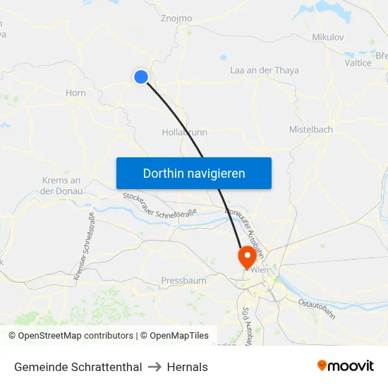 Gemeinde Schrattenthal to Hernals map