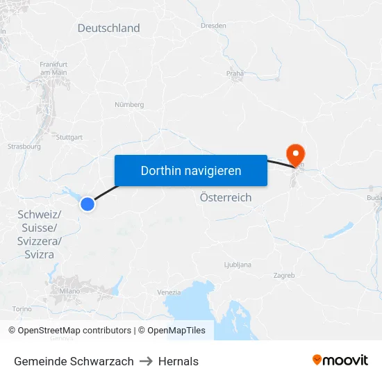 Gemeinde Schwarzach to Hernals map