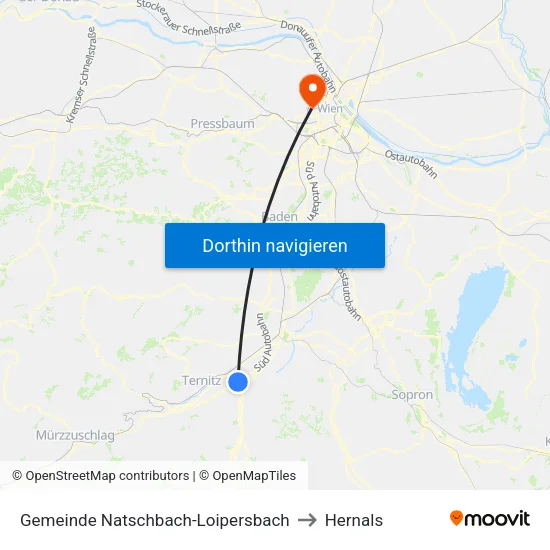 Gemeinde Natschbach-Loipersbach to Hernals map