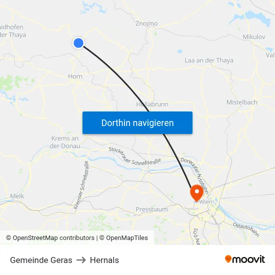 Gemeinde Geras to Hernals map