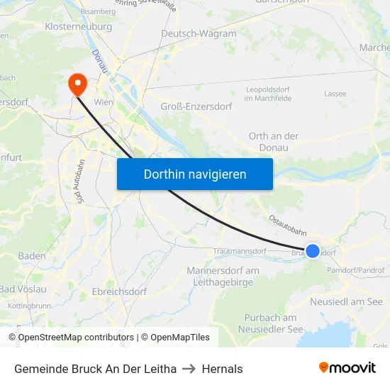 Gemeinde Bruck An Der Leitha to Hernals map