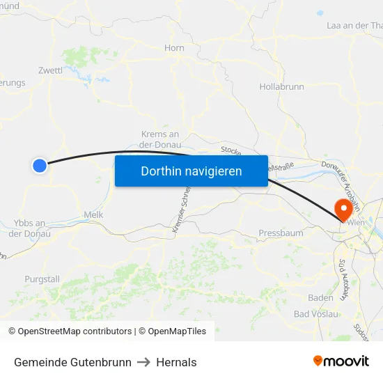 Gemeinde Gutenbrunn to Hernals map