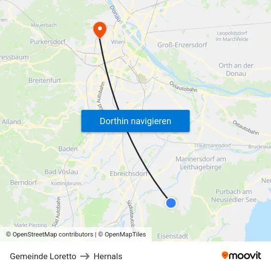 Gemeinde Loretto to Hernals map