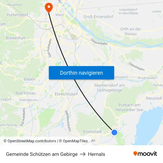 Gemeinde Schützen am Gebirge to Hernals map