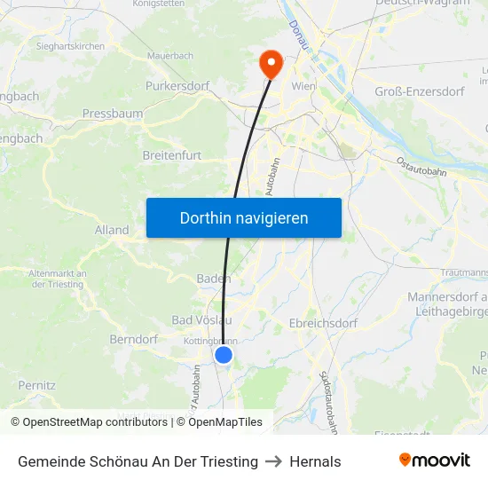 Gemeinde Schönau An Der Triesting to Hernals map