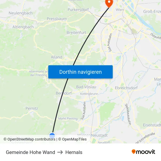 Gemeinde Hohe Wand to Hernals map