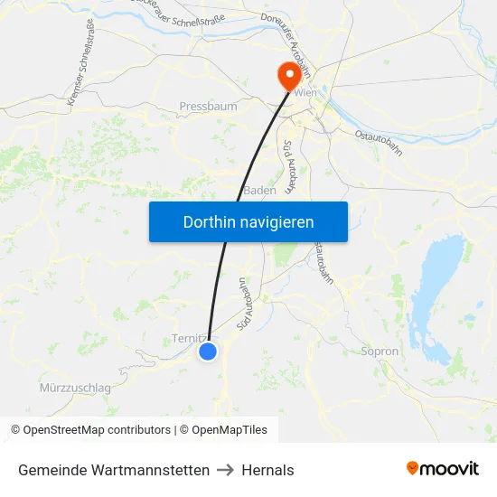 Gemeinde Wartmannstetten to Hernals map