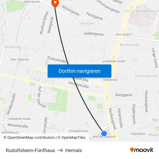 Rudolfsheim-Fünfhaus to Hernals map