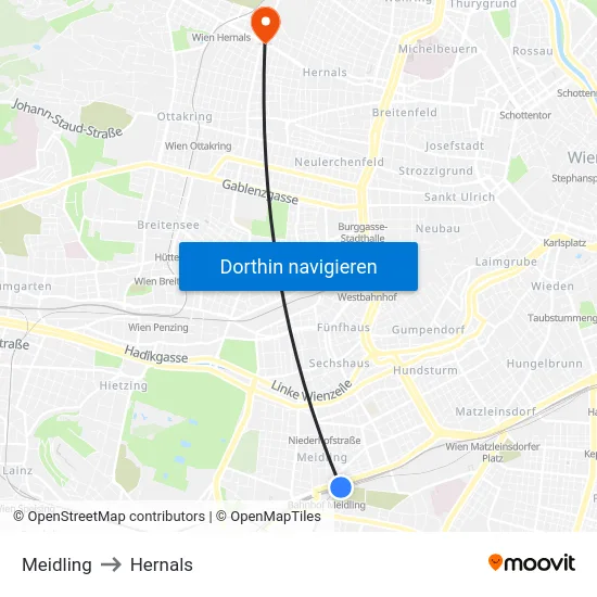 Meidling to Hernals map