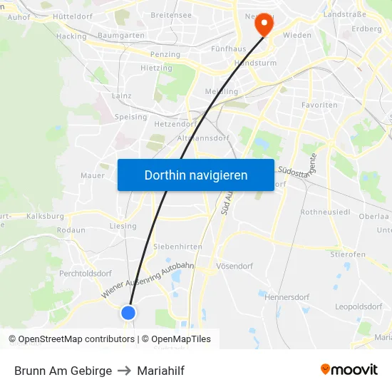 Brunn Am Gebirge to Mariahilf map