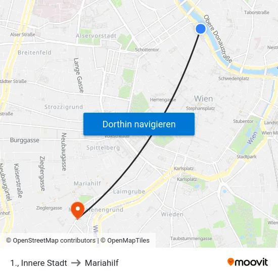 1., Innere Stadt to Mariahilf map