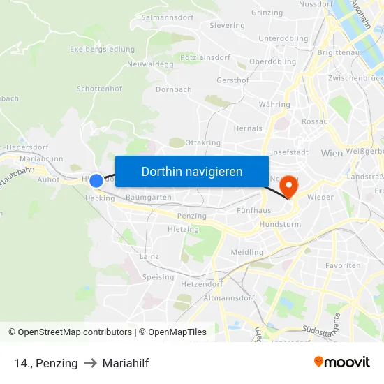 14., Penzing to Mariahilf map