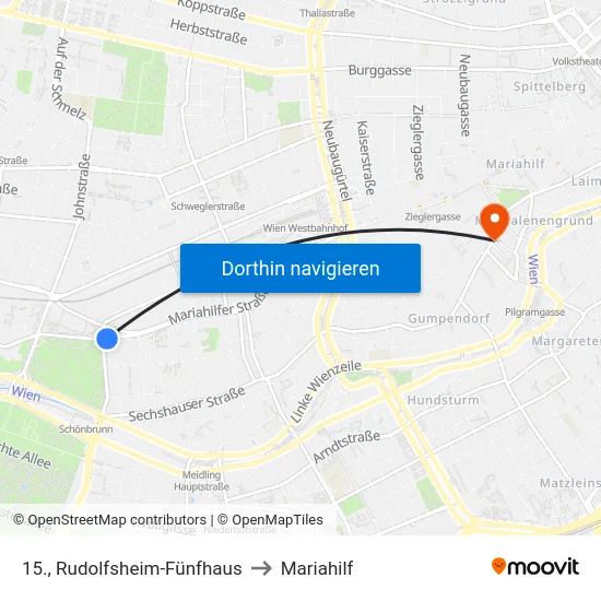 15., Rudolfsheim-Fünfhaus to Mariahilf map