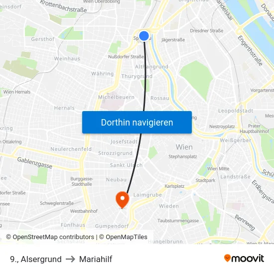 9., Alsergrund to Mariahilf map