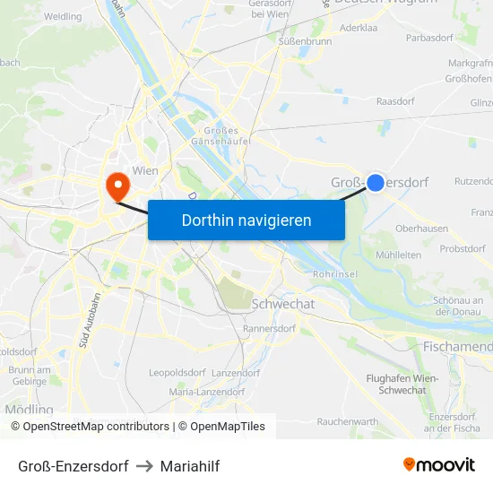 Groß-Enzersdorf to Mariahilf map