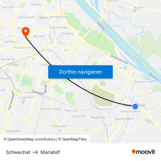 Schwechat to Mariahilf map