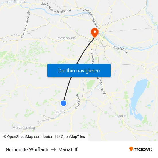 Gemeinde Würflach to Mariahilf map