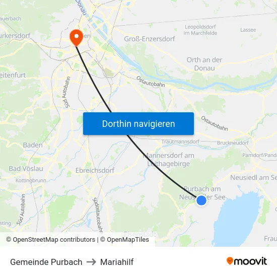 Gemeinde Purbach to Mariahilf map