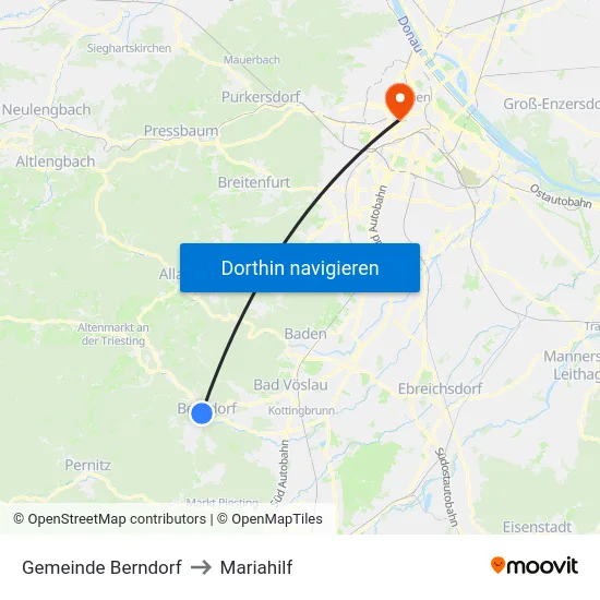 Gemeinde Berndorf to Mariahilf map