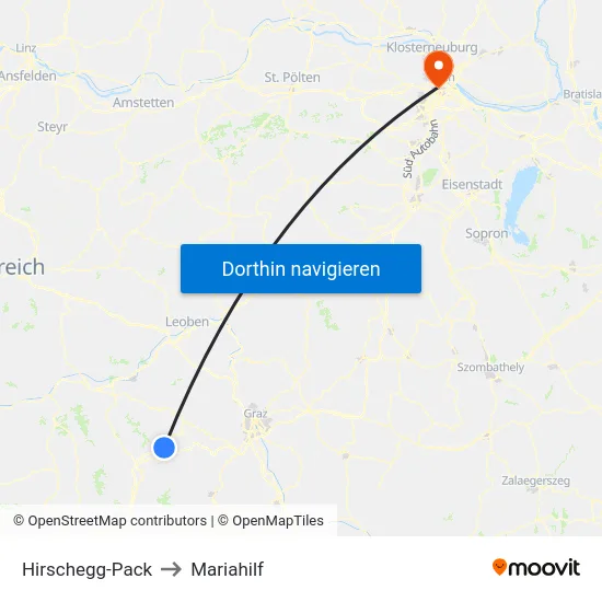 Hirschegg-Pack to Mariahilf map