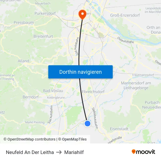 Neufeld An Der Leitha to Mariahilf map