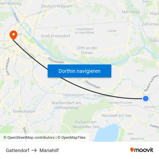 Gattendorf to Mariahilf map
