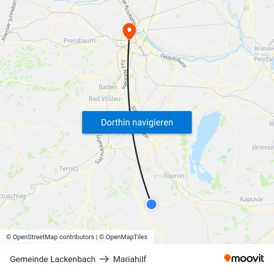 Gemeinde Lackenbach to Mariahilf map