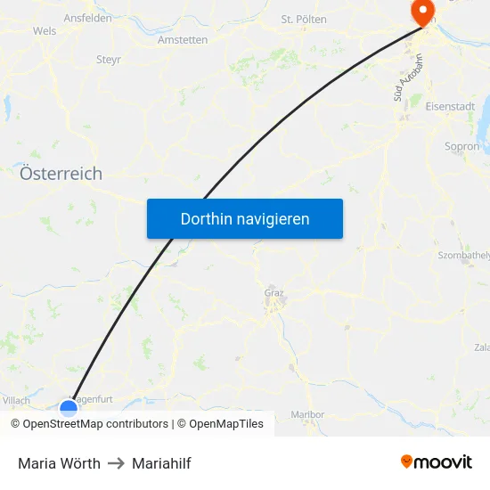 Maria Wörth to Mariahilf map