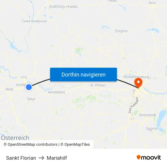 Sankt Florian to Mariahilf map