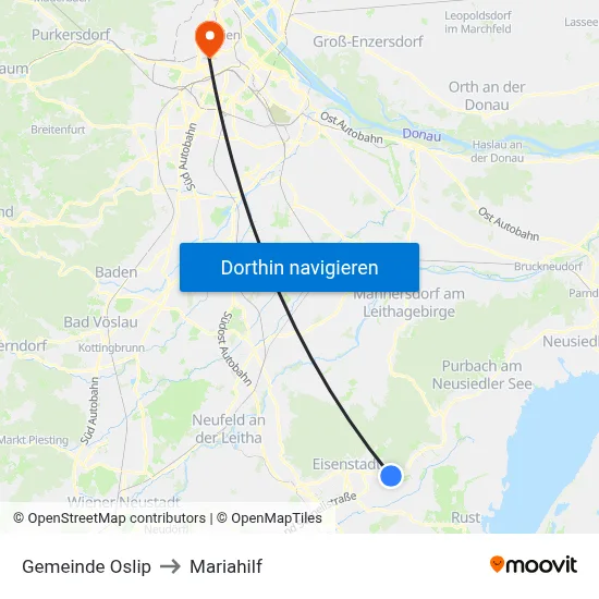 Gemeinde Oslip to Mariahilf map