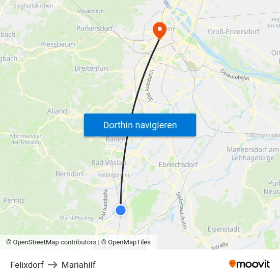 Felixdorf to Mariahilf map