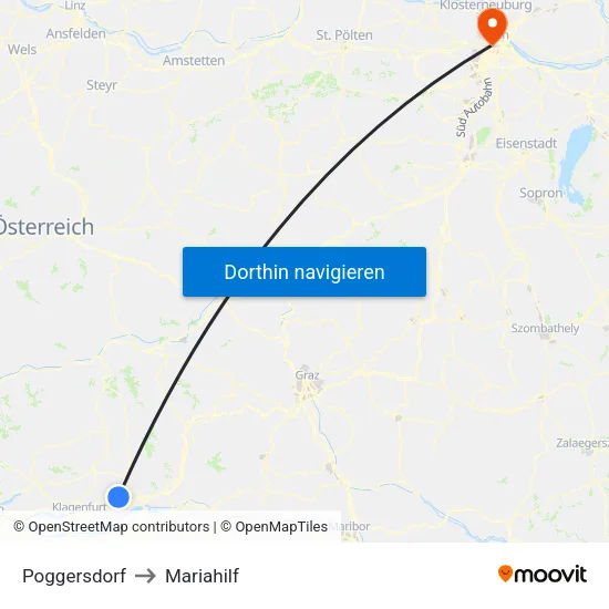 Poggersdorf to Mariahilf map