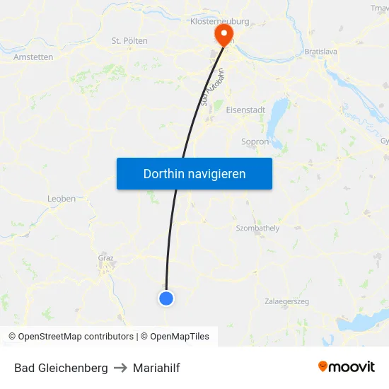 Bad Gleichenberg to Mariahilf map