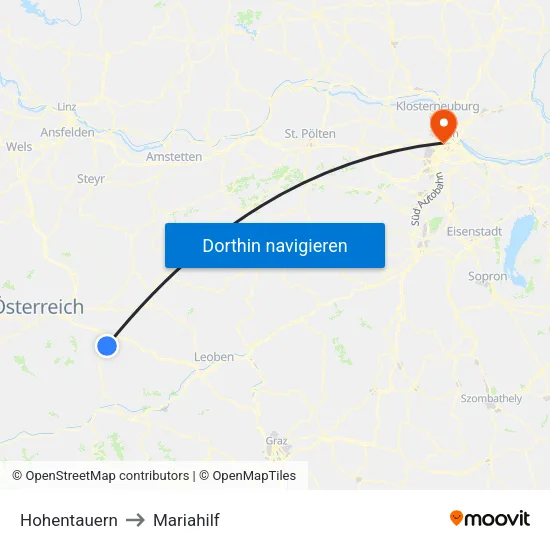 Hohentauern to Mariahilf map