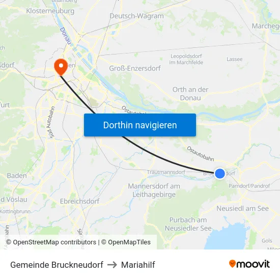 Gemeinde Bruckneudorf to Mariahilf map