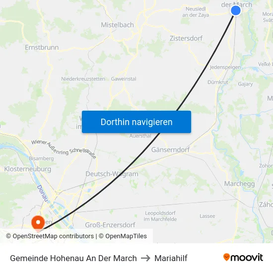 Gemeinde Hohenau An Der March to Mariahilf map