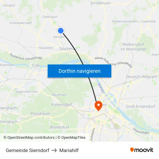 Gemeinde Sierndorf to Mariahilf map