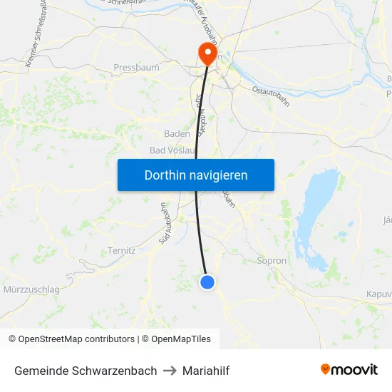Gemeinde Schwarzenbach to Mariahilf map