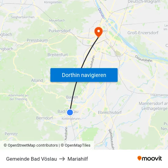 Gemeinde Bad Vöslau to Mariahilf map