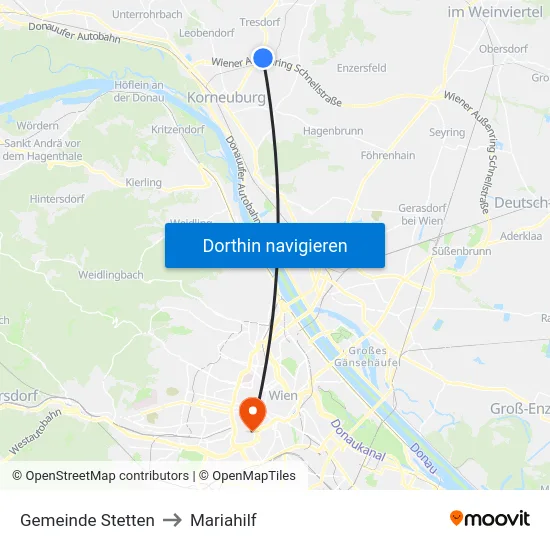 Gemeinde Stetten to Mariahilf map