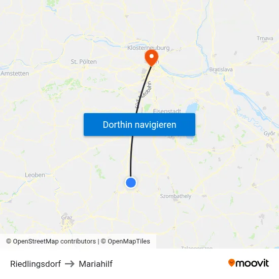 Riedlingsdorf to Mariahilf map