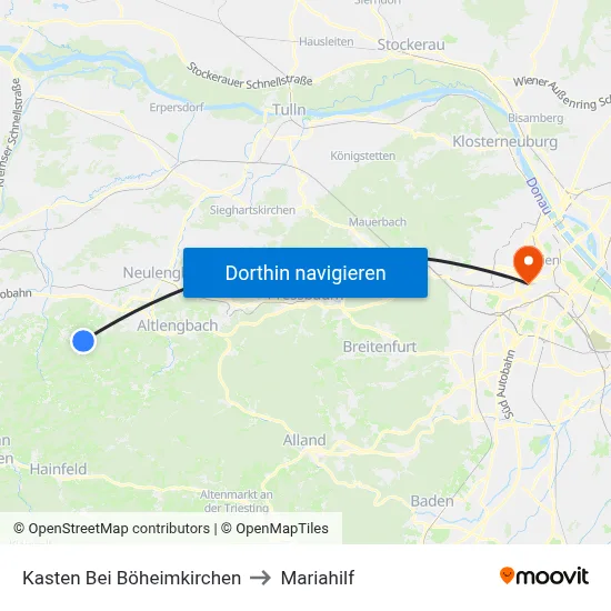 Kasten Bei Böheimkirchen to Mariahilf map