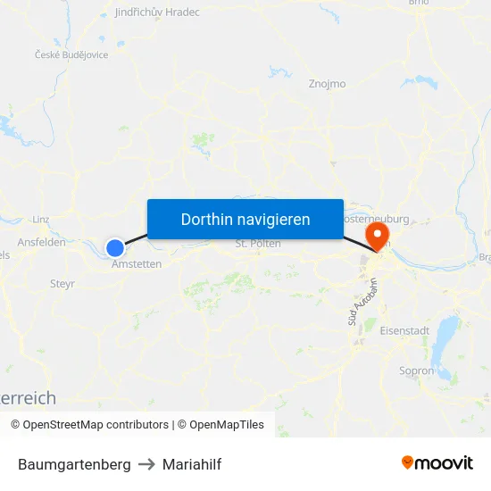 Baumgartenberg to Mariahilf map