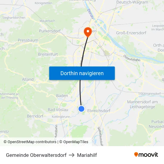 Gemeinde Oberwaltersdorf to Mariahilf map