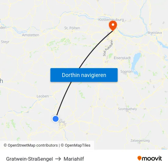 Gratwein-Straßengel to Mariahilf map