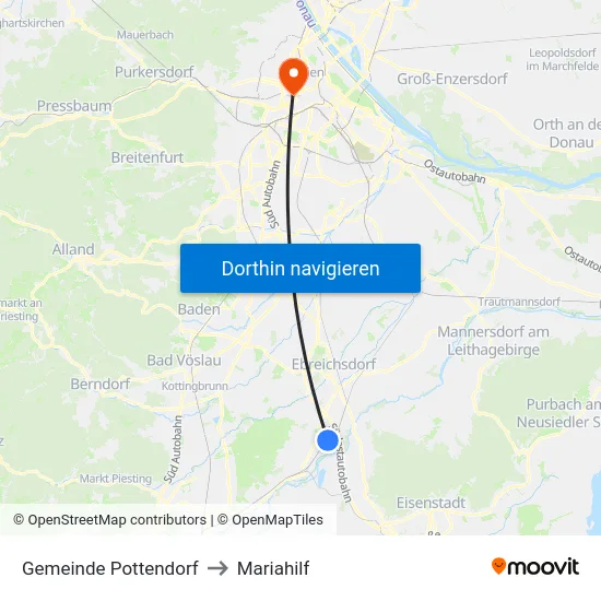 Gemeinde Pottendorf to Mariahilf map
