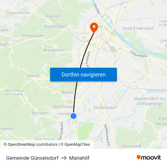 Gemeinde Günselsdorf to Mariahilf map
